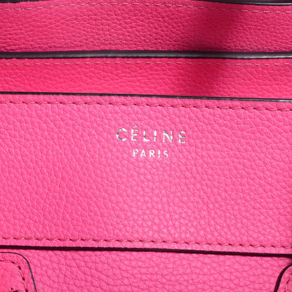 Celine Drummed Calfskin Mini Luggage Fluo Pink 5 of 10