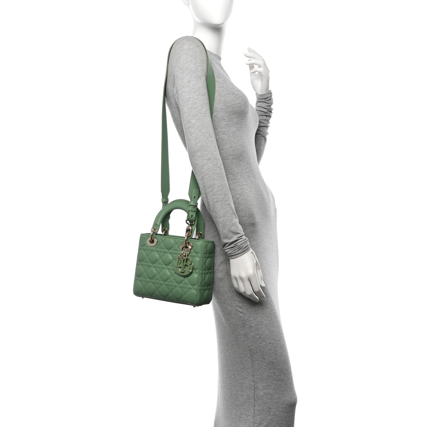 Lambskin Cannage Small My ABCDior Lady Dior Green