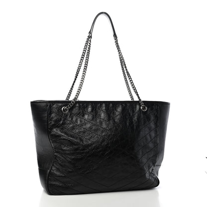 Saint Laurent Crinkled Calfskin Matelasse Monogram Large Niki Shopping Tote Bag Black 3 of 10
