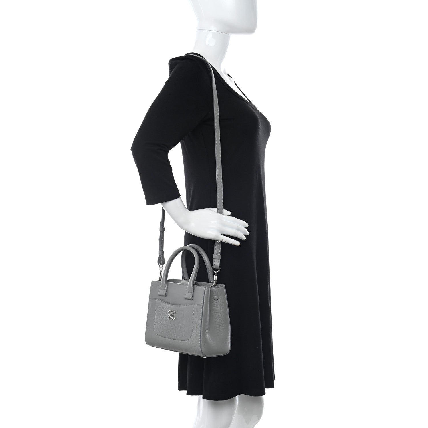 Chanel Grained Calfskin Mini Neo Executive Shopper Tote Grey 2 of 13
