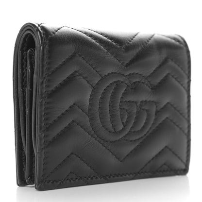 Gucci Calfskin Matelasse GG Marmont Card Case Wallet Black 2 of 7
