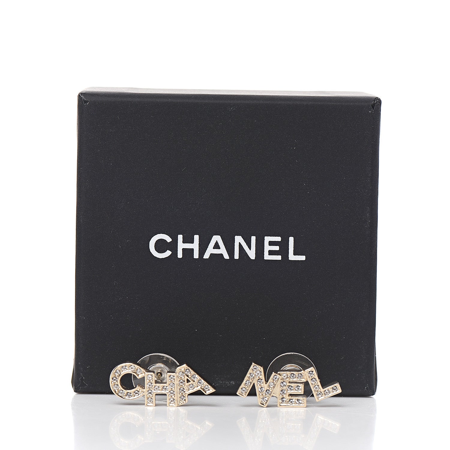 Chanel Crystal Pearl Signature Stud Earrings Gold 5 of 5