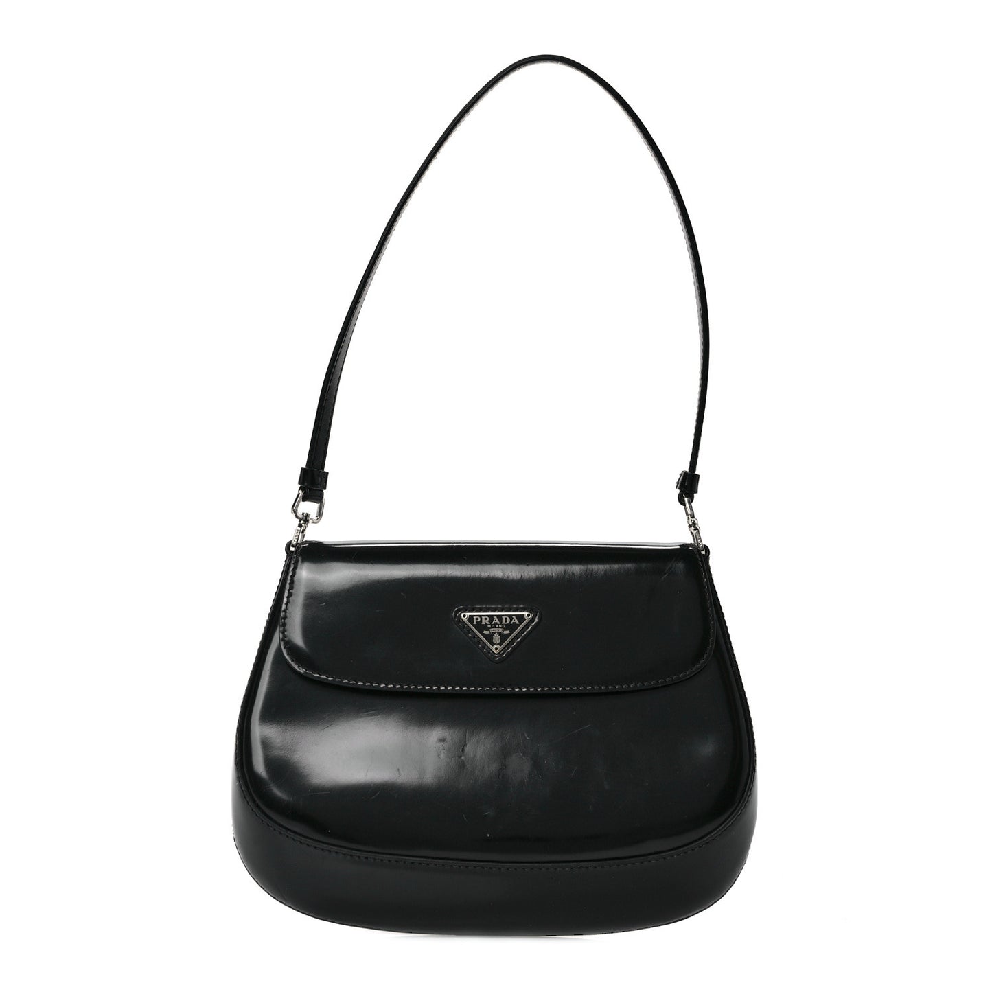 Spazzolato Cleo Flap Shoulder Bag Black