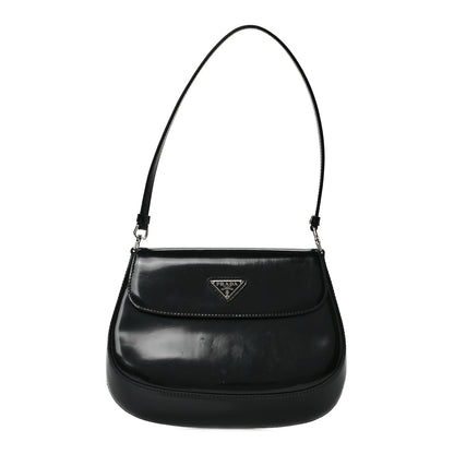 Prada Spazzolato Cleo Flap Shoulder Bag Black 1 of 13