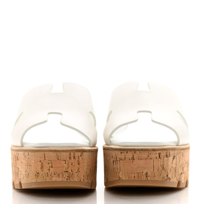 Hermes Calfskin Cork Eze 30 Sandals 39 White 2 of 9