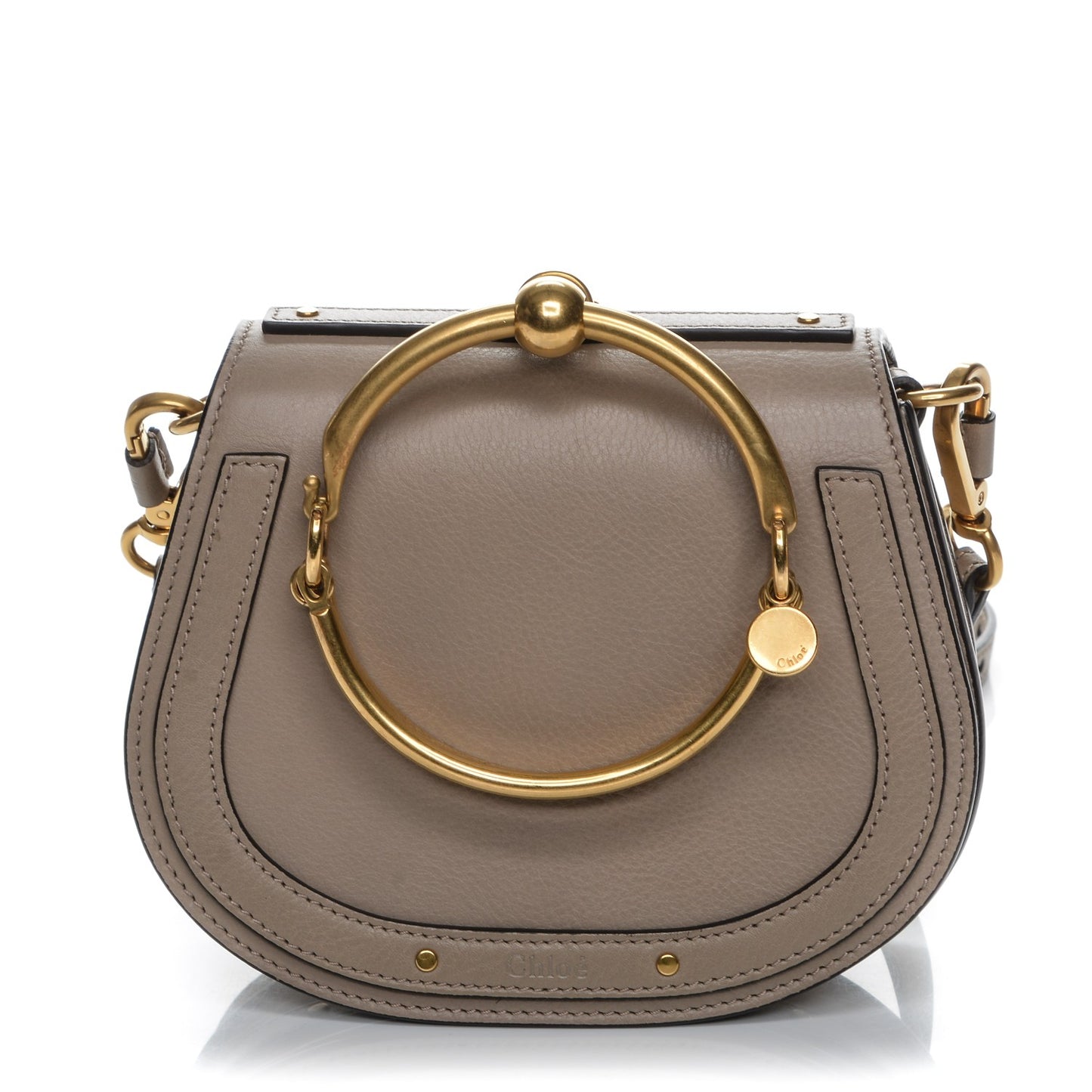 Calfskin Suede Small Nile Bracelet Bag Motty Grey