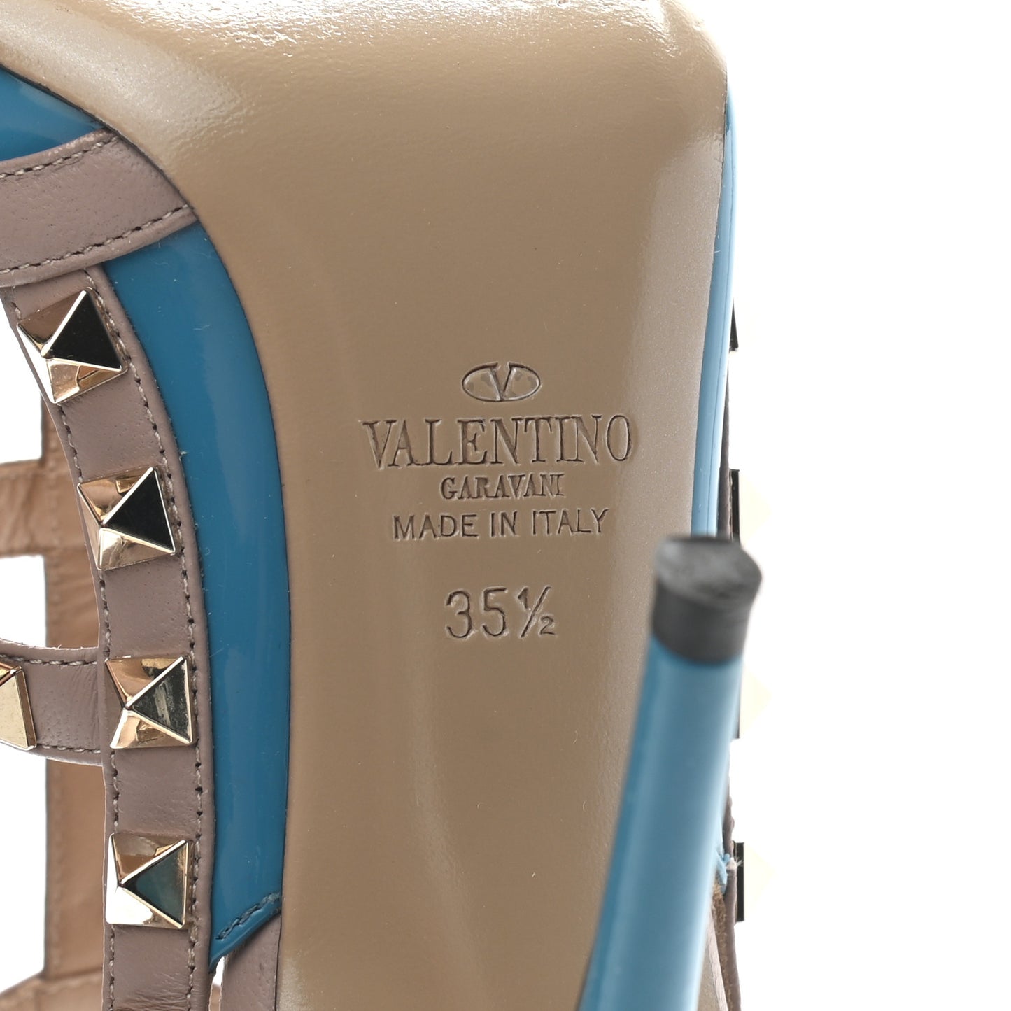 Patent Nappa Rockstud Ankle Strap 100mm Pumps 35.5 Light Blue Poudre
