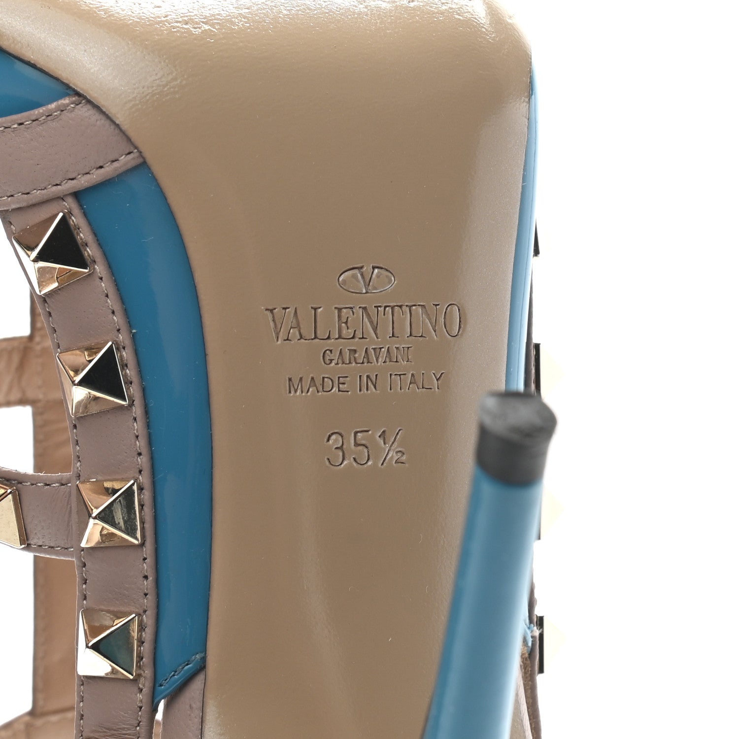 Valentino Garavani Patent Nappa Rockstud Ankle Strap 100mm Pumps 35.5 Light Blue Poudre 6 of 7