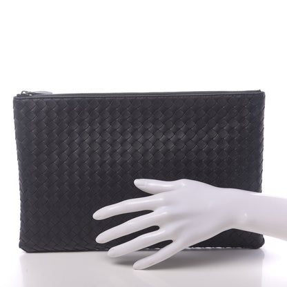 Bottega Veneta Nappa Intrecciato Large Flat Zip Biletto Pouch Black 2 of 8