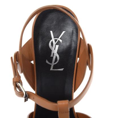 Saint Laurent Calfskin Tribute 105 Platform Sandals 40 Caramel 10 of 11