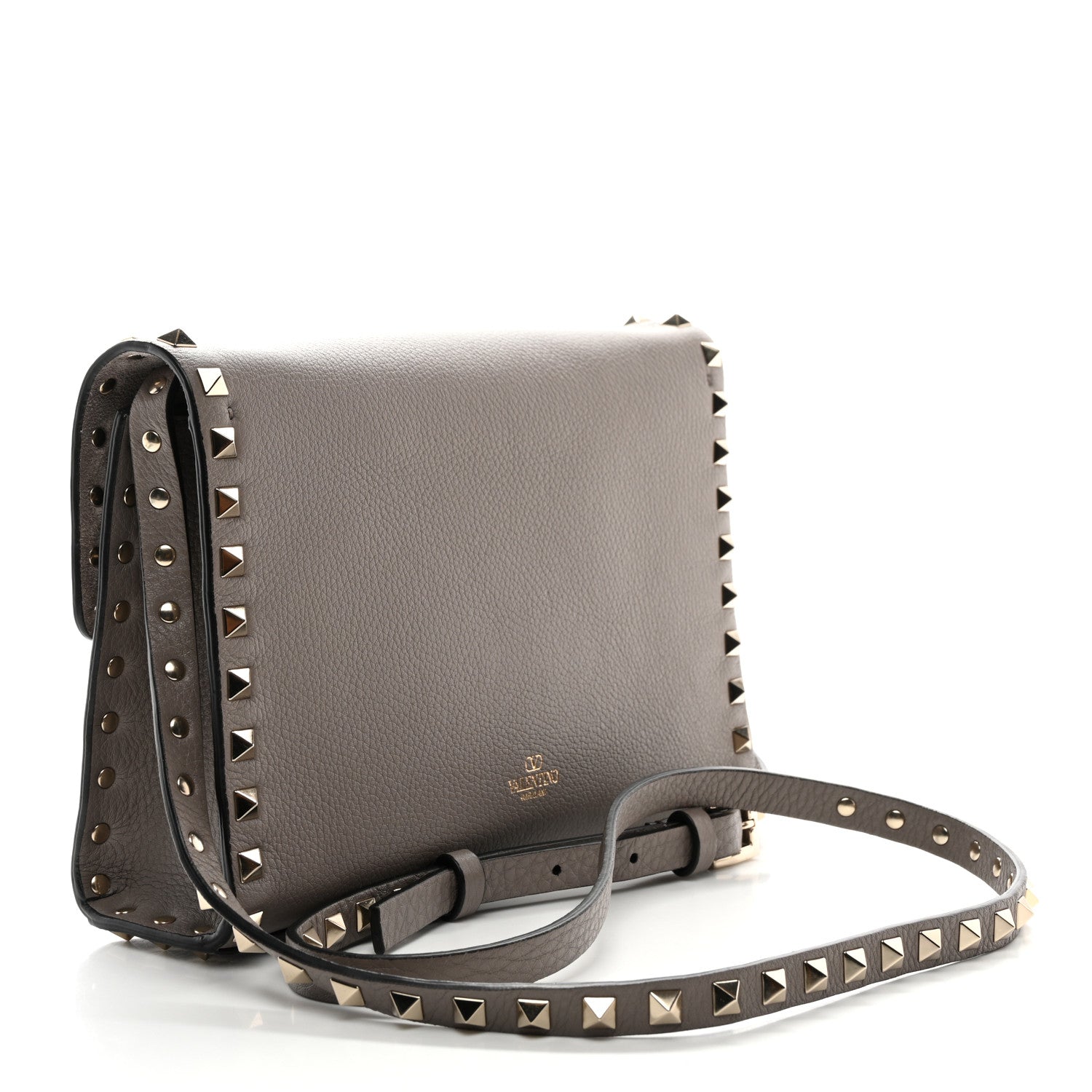 Valentino Garavani Pebbled Calfskin Medium Rockstud Flip Lock Crossbody Bag Poudre 3 of 10