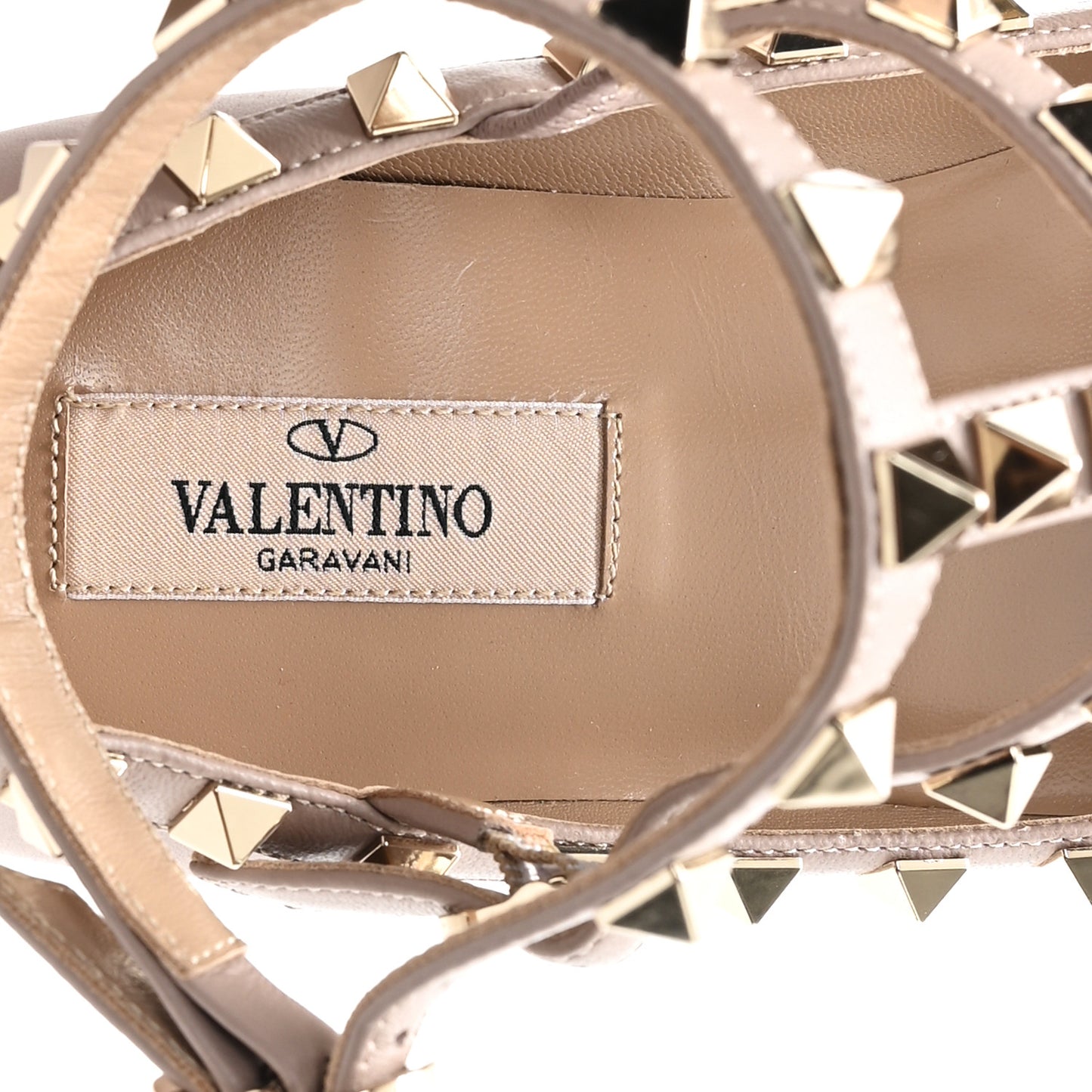 Nappa Rockstud Cage Ballerina Flats 36 Poudre