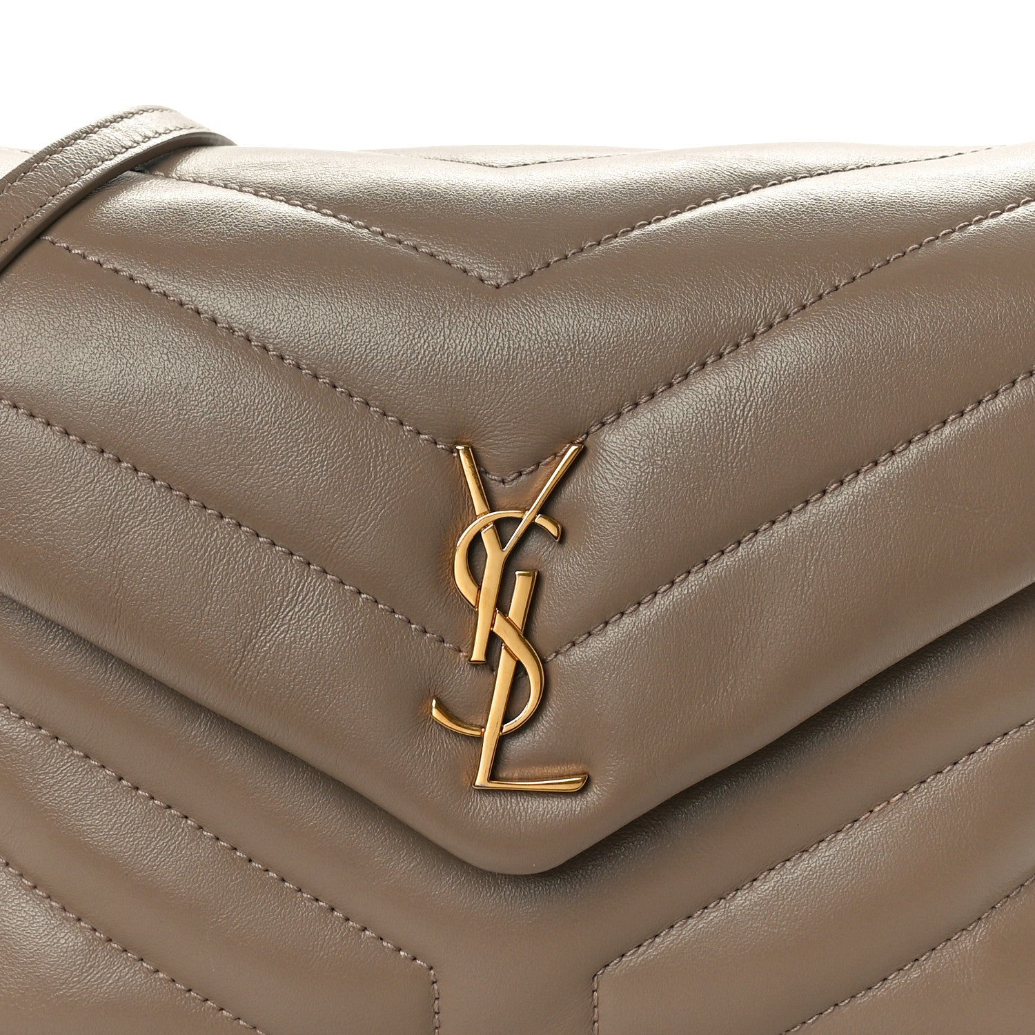Saint Laurent Calfskin Y Quilted Monogram Toy Loulou Crossbody Bag Taupe 8 of 10
