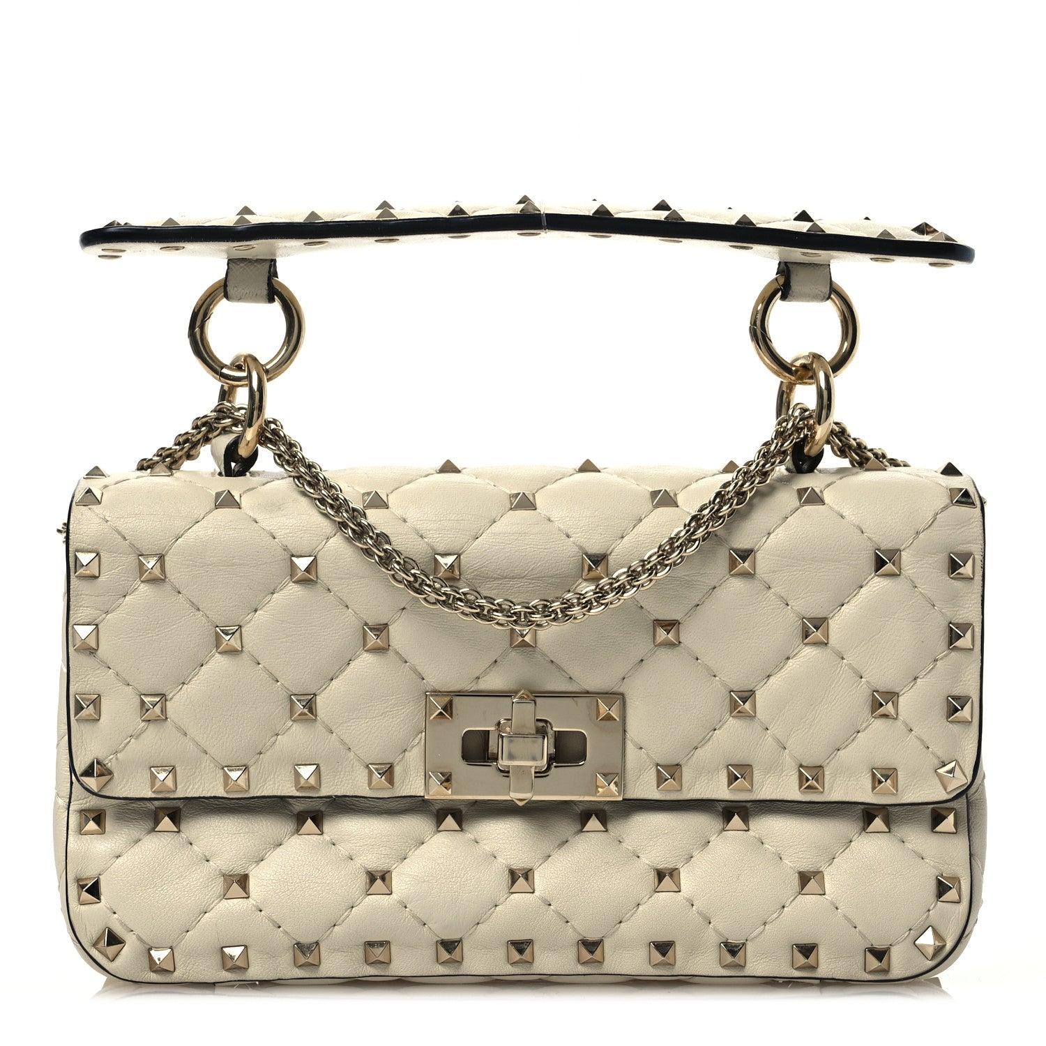 Valentino Garavani Nappa Small Rockstud Spike Shoulder Bag Light Ivory 1 of 15