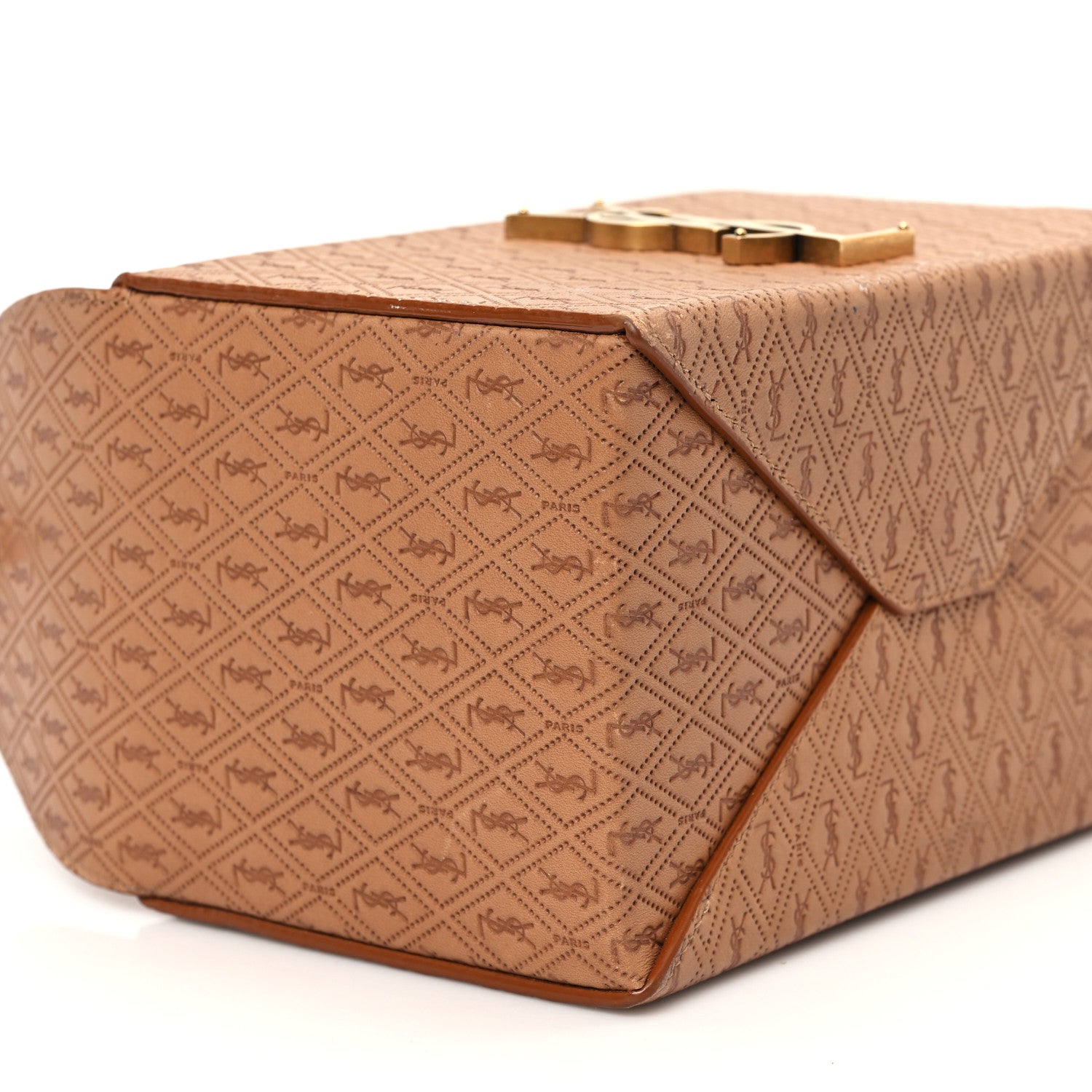 Saint Laurent Calfskin Monogram Take Away Box Dusty Vintage Brown Gold 9 of 11