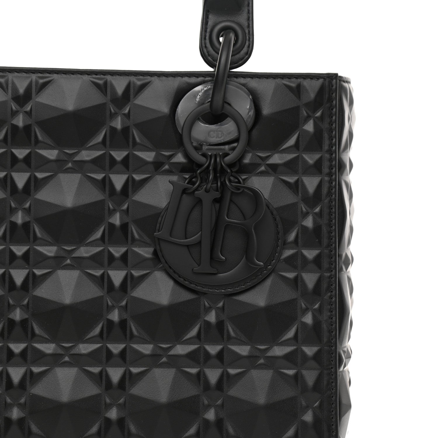 Christian Dior Calfskin Cannage Diamond Cannage Medium Lady Dior Black 8 of 10