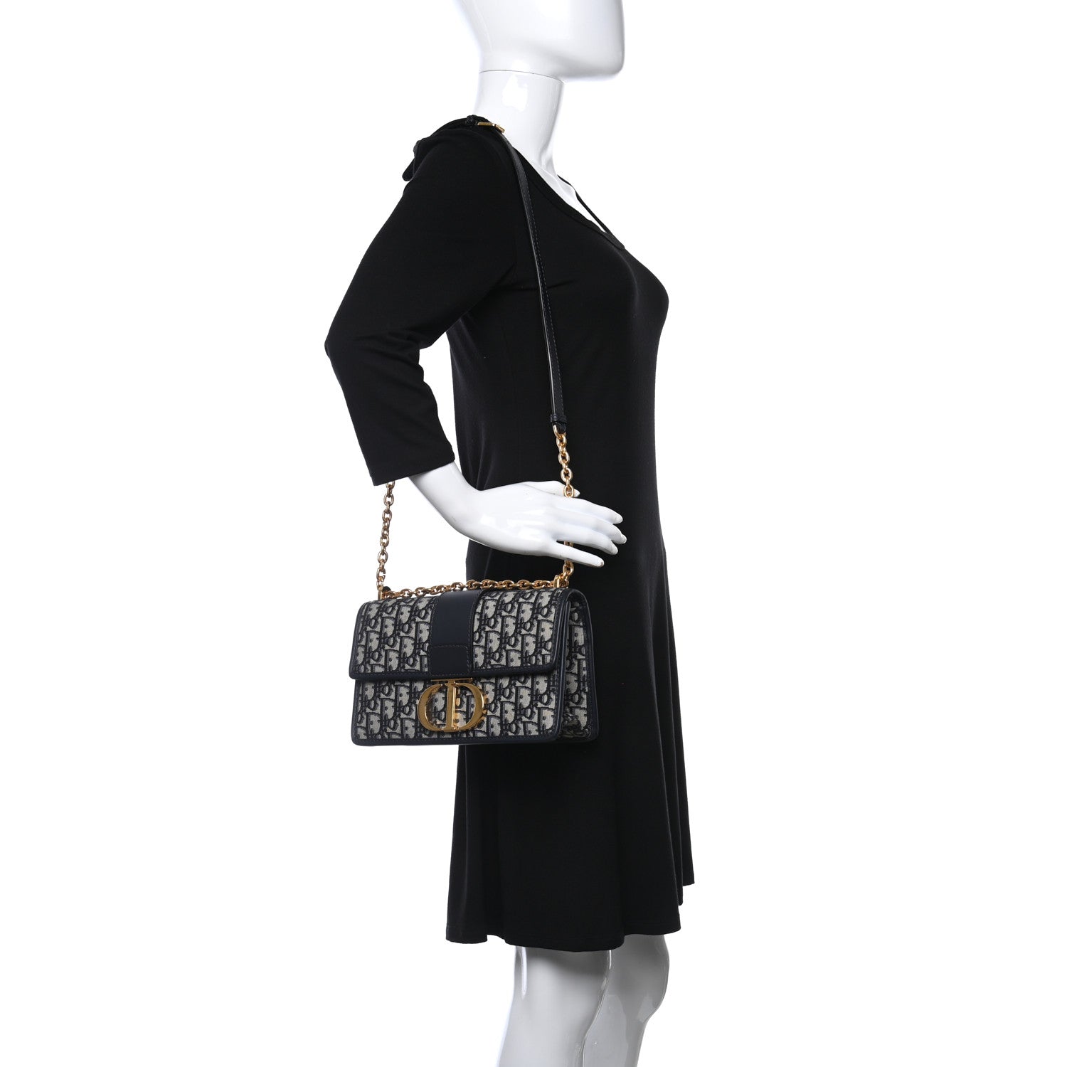 Christian Dior Oblique 30 Montaigne Chain Flap Bag Blue 2 of 10