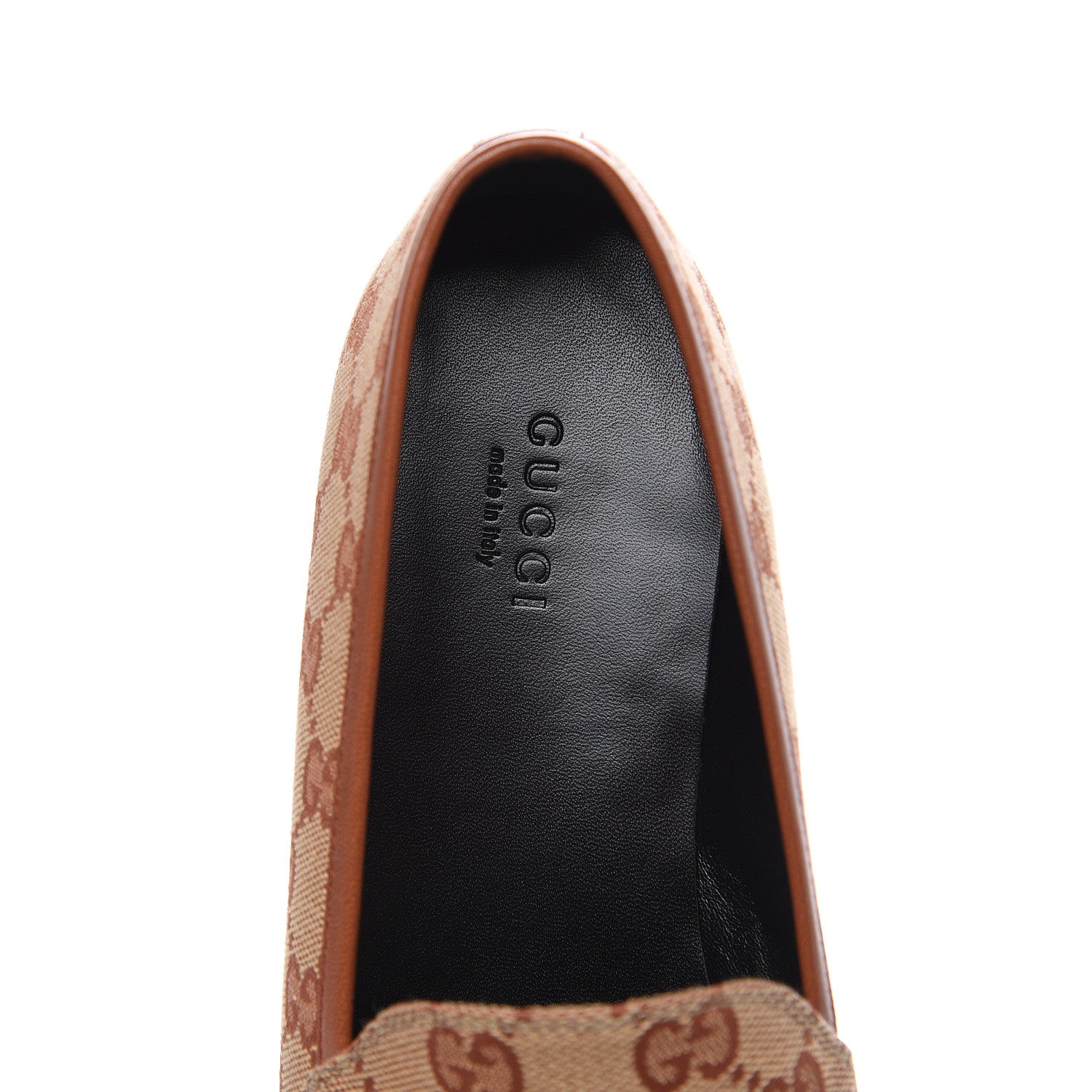 Gucci Canvas GG Monogram Horsebit Womens Jordaan Loafers 40 Beige Ruggine Rust 7 of 9