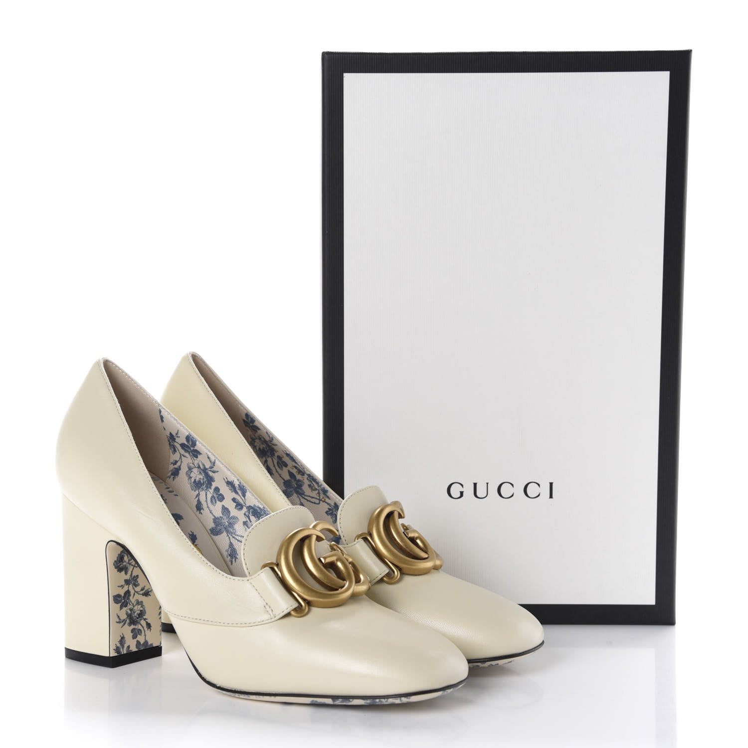 Gucci Malaga Kid GG Victoire 95mm Loafer Pumps 38.5 Vintage White 10 of 10