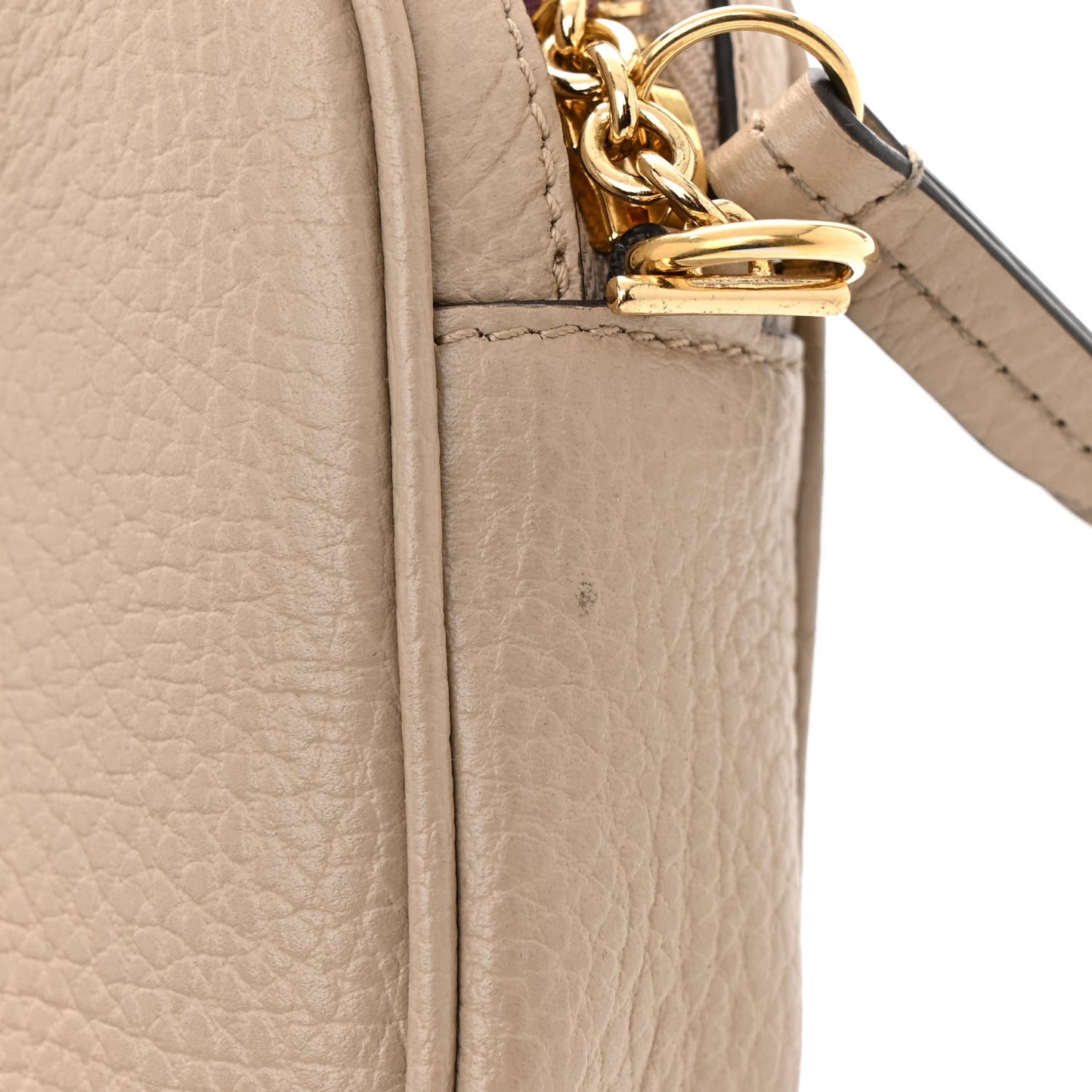 Dollar Calfskin Super Mini GG Marmont Chain Shoulder Bag Beige