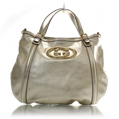 Gucci Leather Medium Britt Tote Metallic 1 of 2