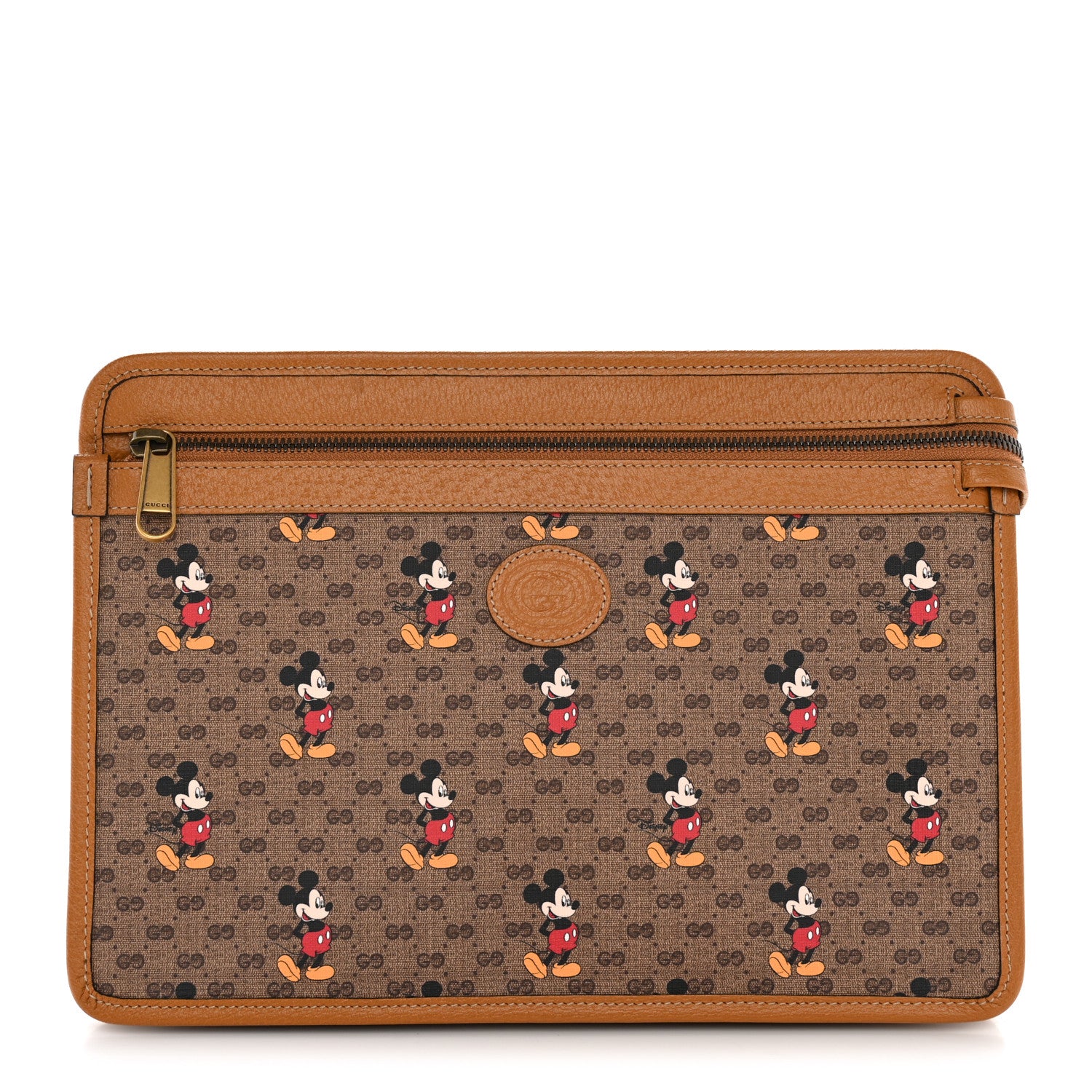 Gucci X DISNEY Mini Vintage GG Supreme Monogram Mickey Mouse Documents Holder Beige Vintage Sun Oil 1 of 10