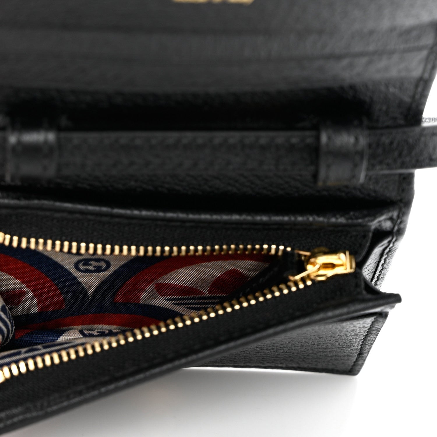 Gucci X ADIDAS Textured Dollar Calfskin Trefoil Horsebit 1955 Card Case Wallet With Strap Black Off White 5 of 9