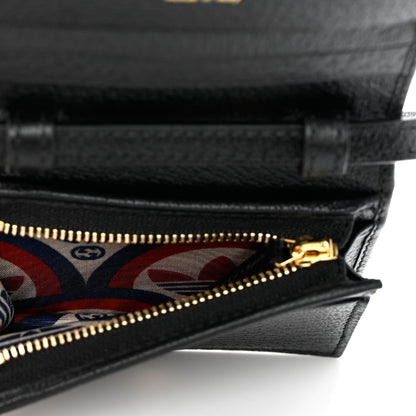 Gucci X ADIDAS Textured Dollar Calfskin Trefoil Horsebit 1955 Card Case Wallet With Strap Black Off White 5 of 9