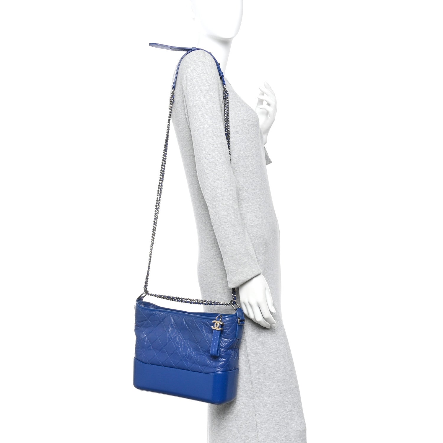 Chanel Aged Calfskin Quilted Medium Gabrielle Hobo Blue 2 of 10