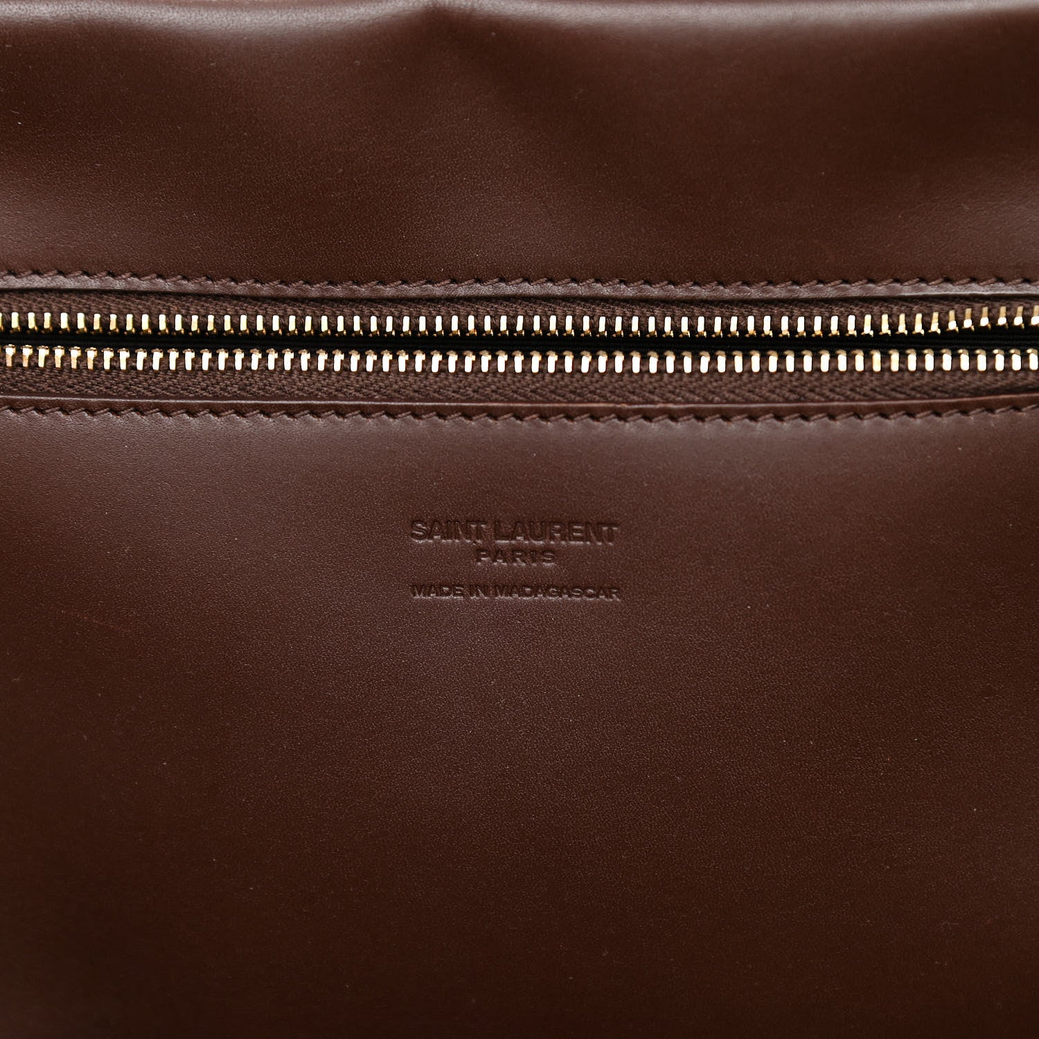 Saint Laurent Raffia Calfskin Medium Panier Tote Dark Chocolate 6 of 12