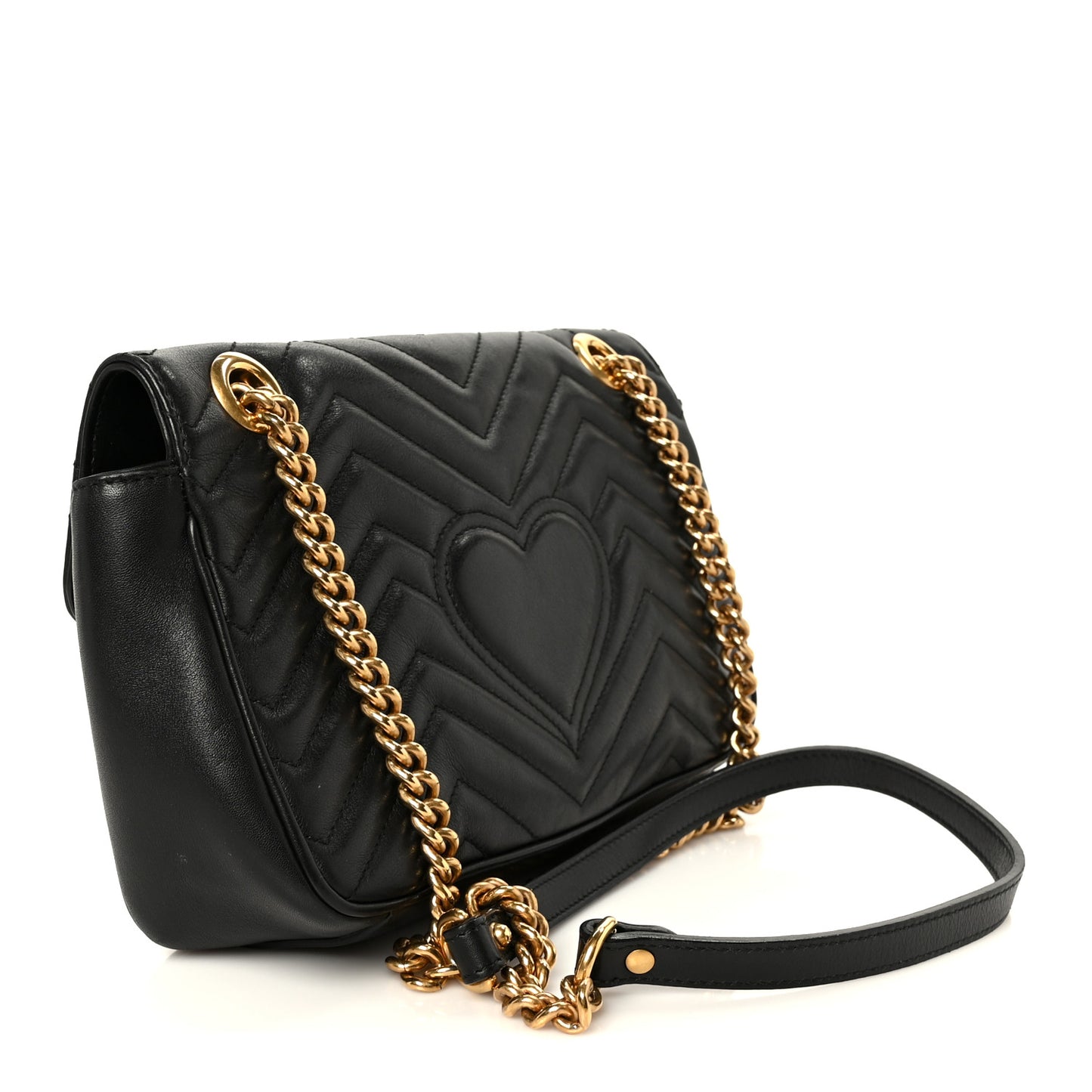 Calfskin Matelasse Small GG Marmont Chain Shoulder Bag Black