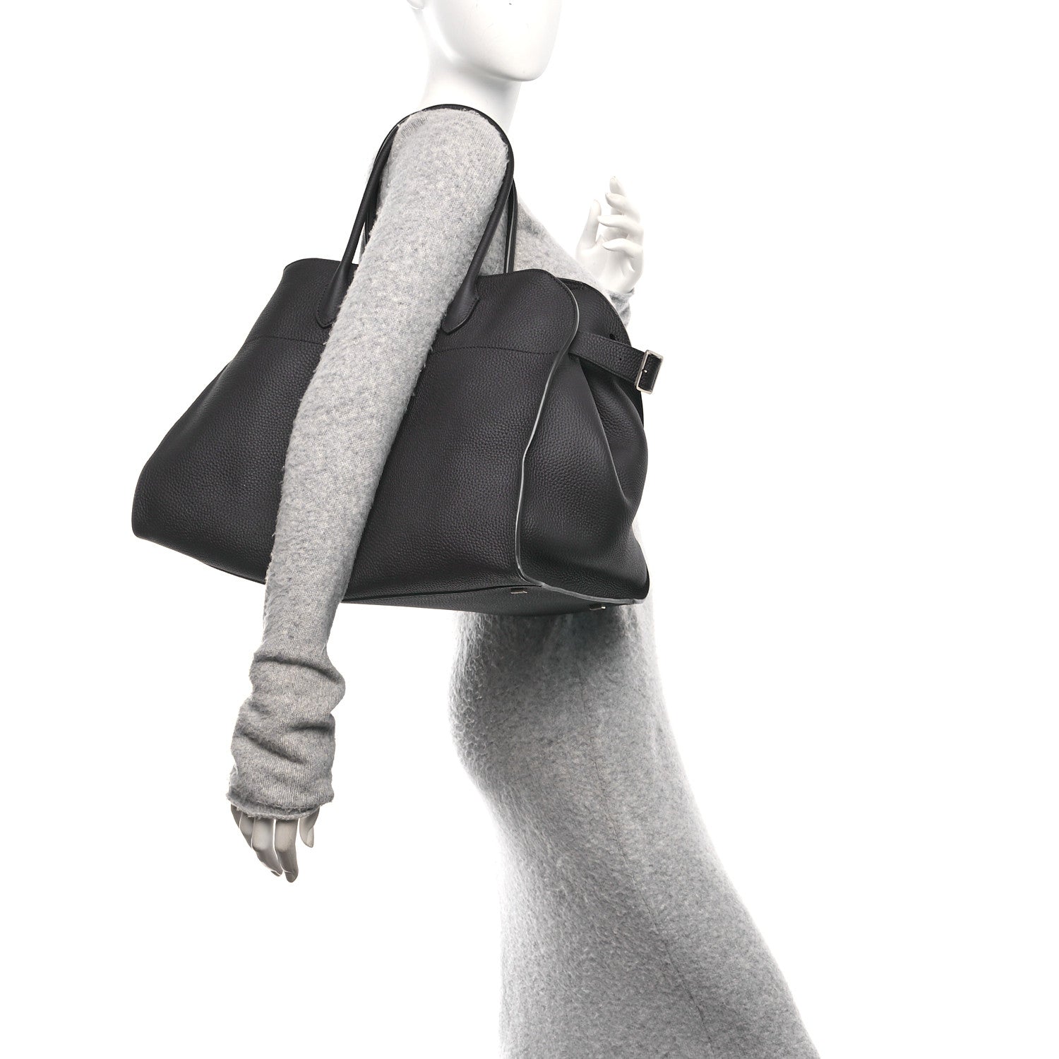 The Row Grained Calfskin Soft Margaux 17 Midnight 3 of 10