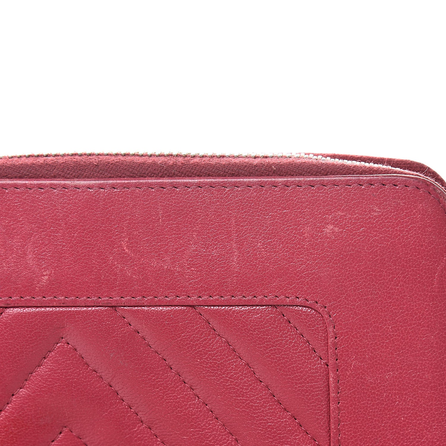 Chanel Sheepskin Chevron Quilted Mademoiselle Vintage Zip Around Wallet Dark Pink 18 of 20