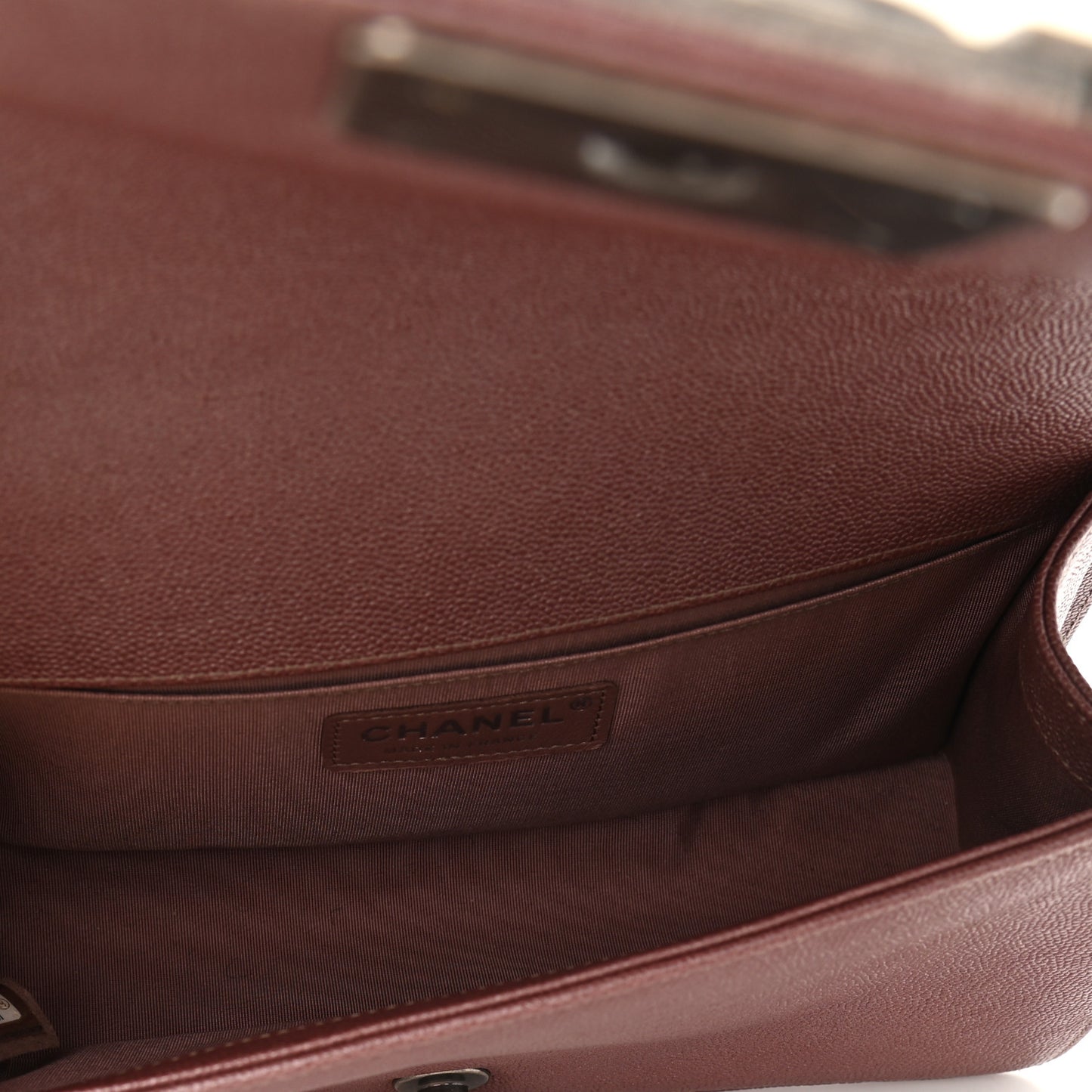 Metallic Caviar Chevron Quilted Medium Boy Flap Dark Pink