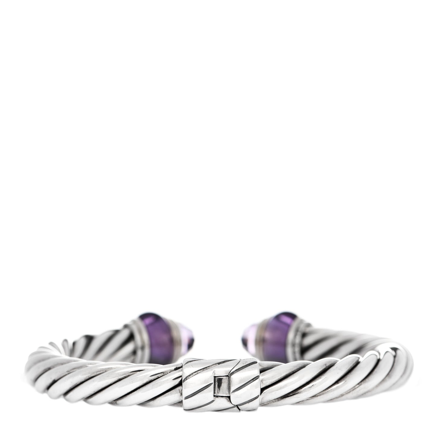 Sterling Silver Amethyst 8mm Cable Classics Hinged Bracelet