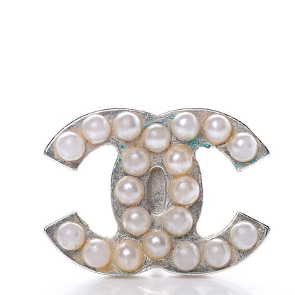 Chanel Pearl CC Earrings Silver 4 of 6