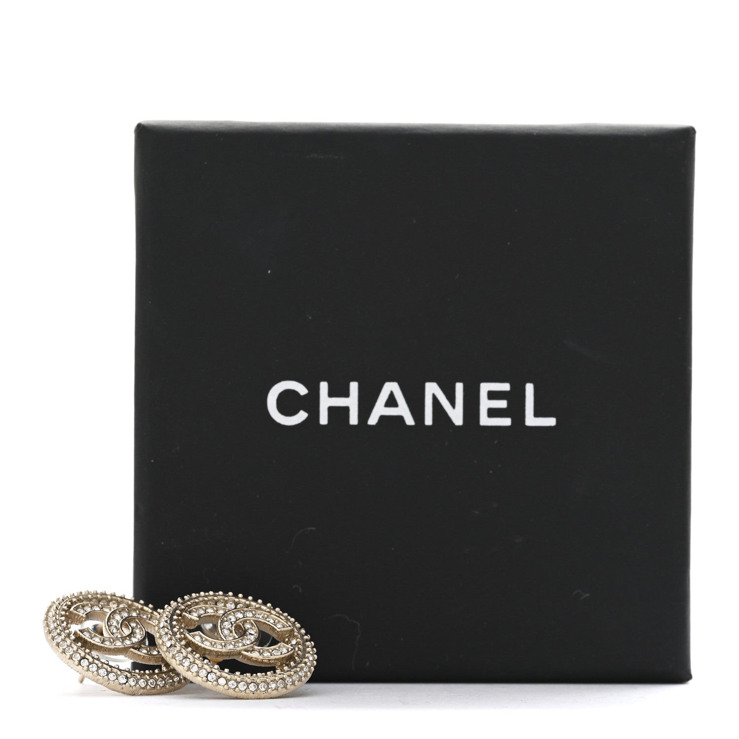 Chanel Crystal CC Vendome Round Earrings Gold 5 of 5