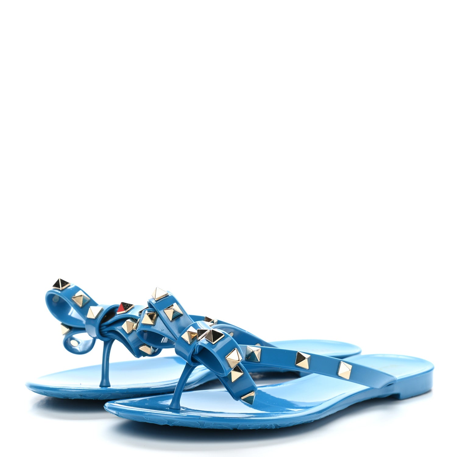 Valentino Garavani PVC Jelly Rockstud Bow Thong Sandals 35 Blue 3 of 8