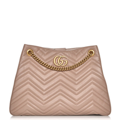 Gucci Calfskin Matelasse Medium GG Marmont Shoulder Tote Bag Porcelain Rose 1 of 8