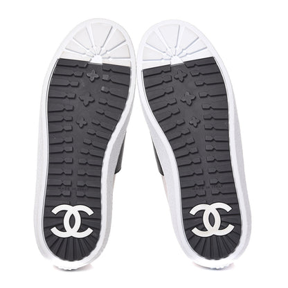 Chanel Suede Calfskin Tweed Sneakers 36.5 Black White 5 of 9