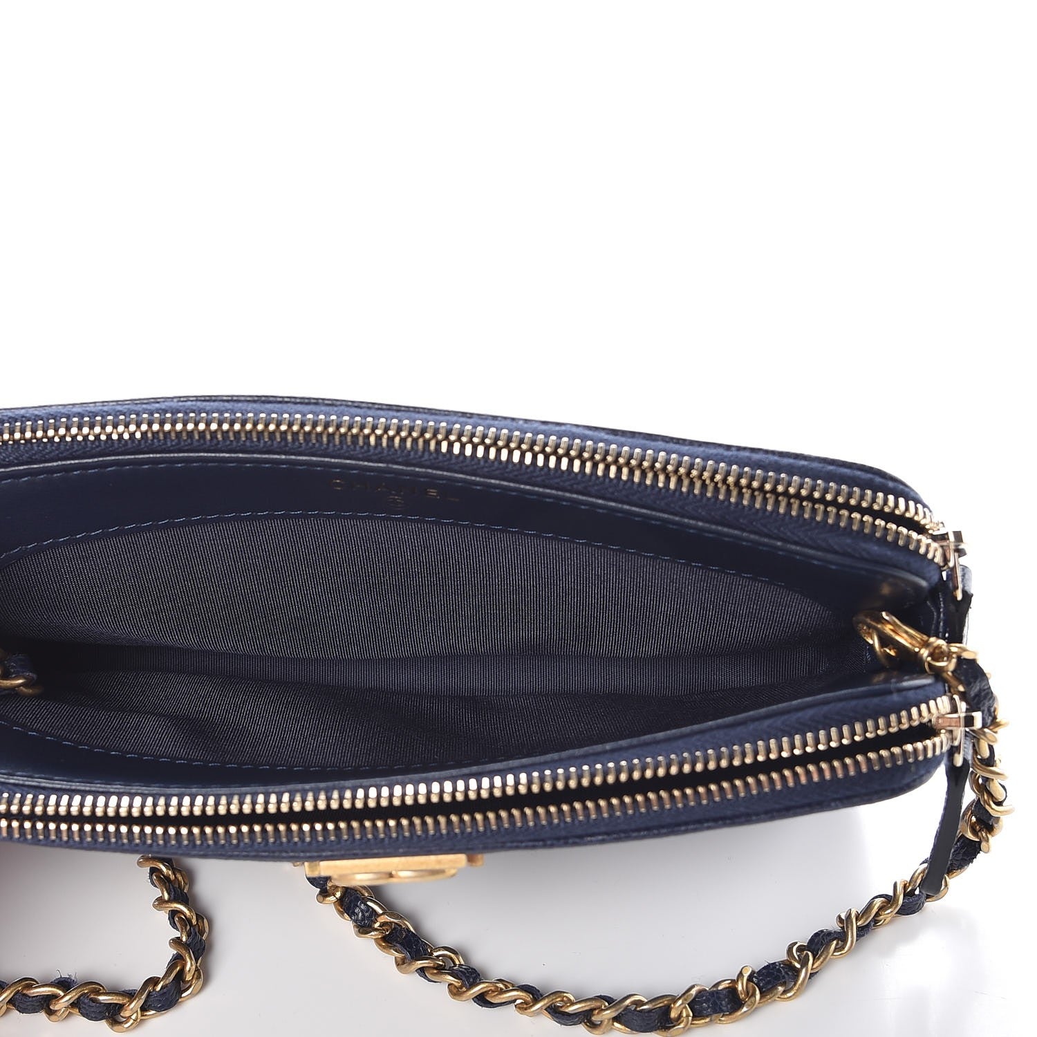 Chanel Caviar Quilted Small Boy Clutch With Chain Dark Blue 5 of 9