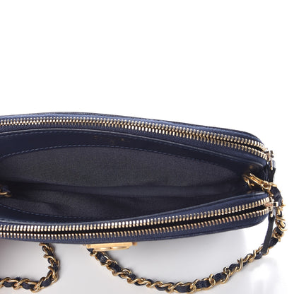 Chanel Caviar Quilted Small Boy Clutch With Chain Dark Blue 5 of 9