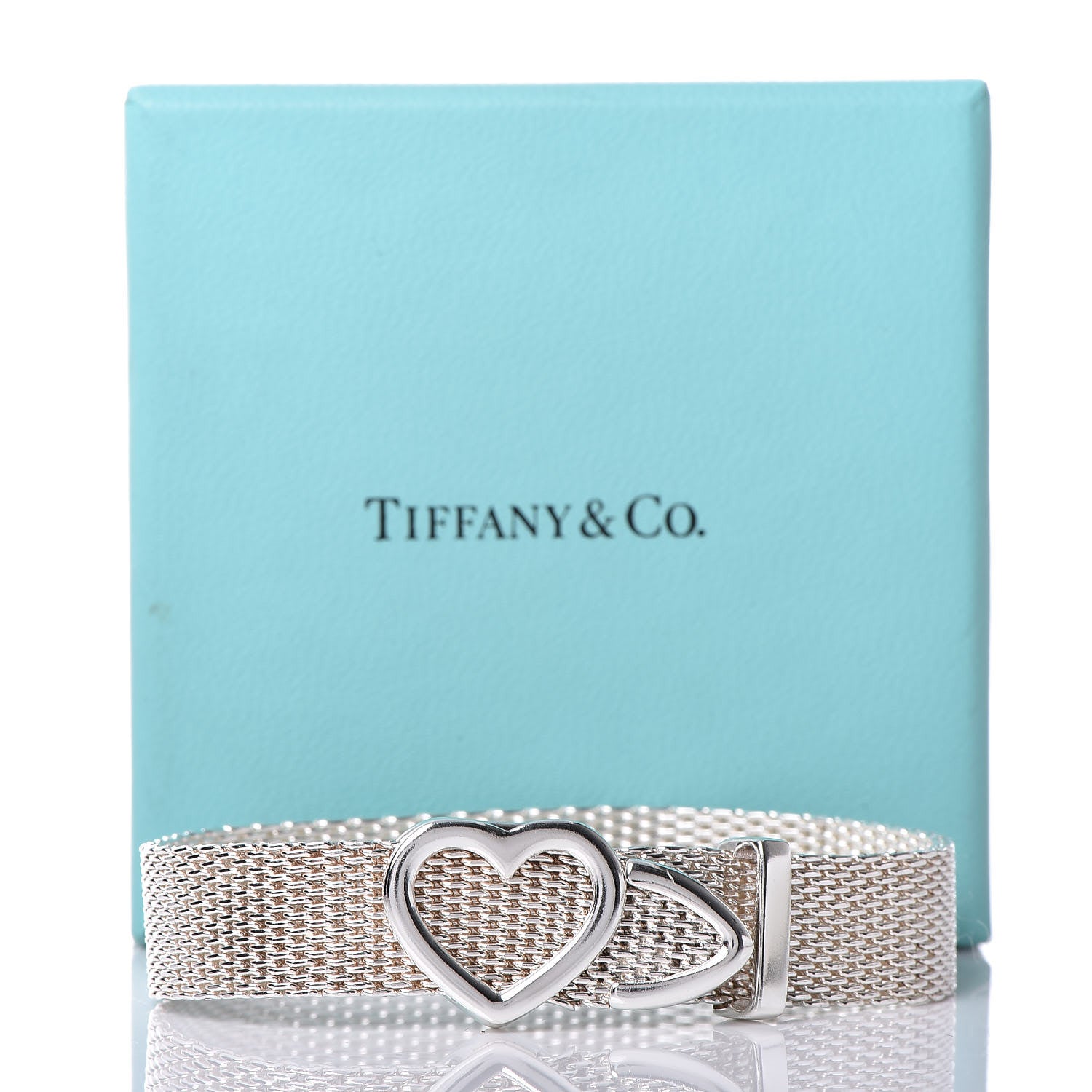 Tiffany Sterling Silver Heart Buckle Mesh Bracelet 5 of 5