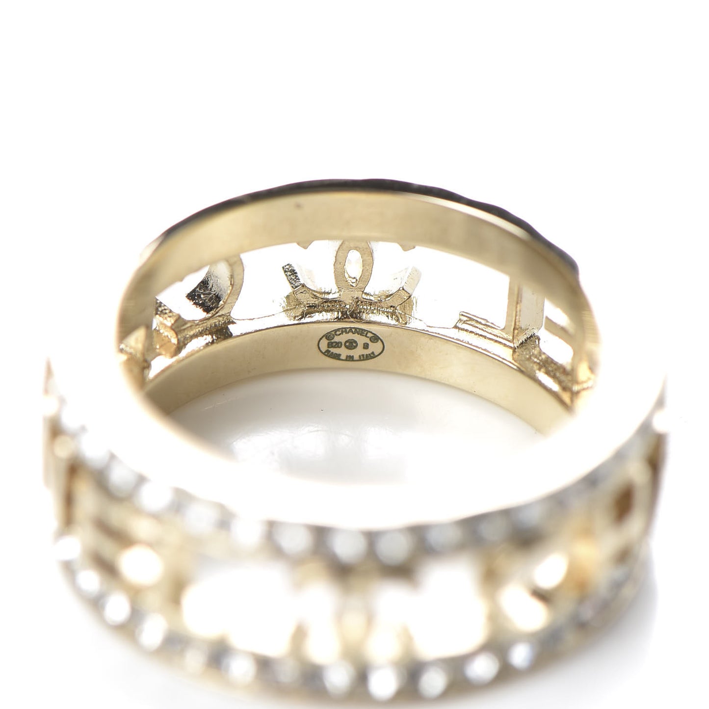 Metal Crystal Bow-tiful CC Logo Ring 7 Gold