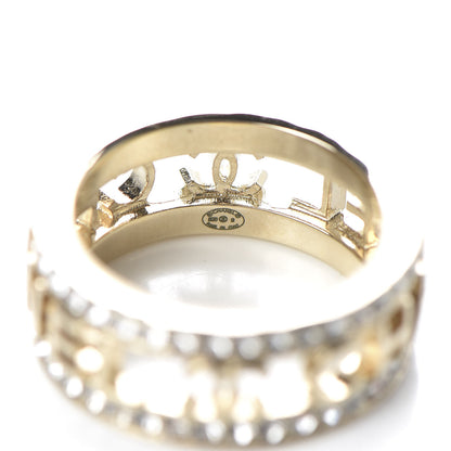 Chanel Metal Crystal Bow-tiful CC Logo Ring 7 Gold 4 of 5