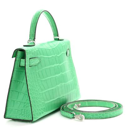 Hermes Matte Alligator Mini Kelly Sellier 20 Vert Comics 3 of 11