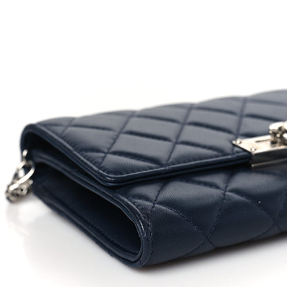 Chanel Lambskin Quilted Golden Class Clutch with Chain Navy Blue 9 of 10