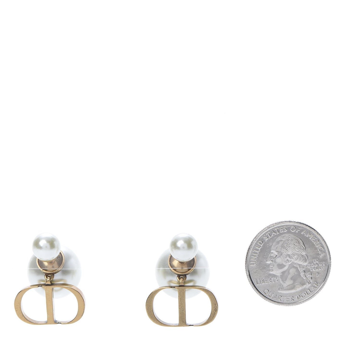 Pearl Logo Drop Earrings Gold