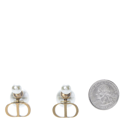Christian Dior Pearl Logo Drop Earrings Gold 2 of 4