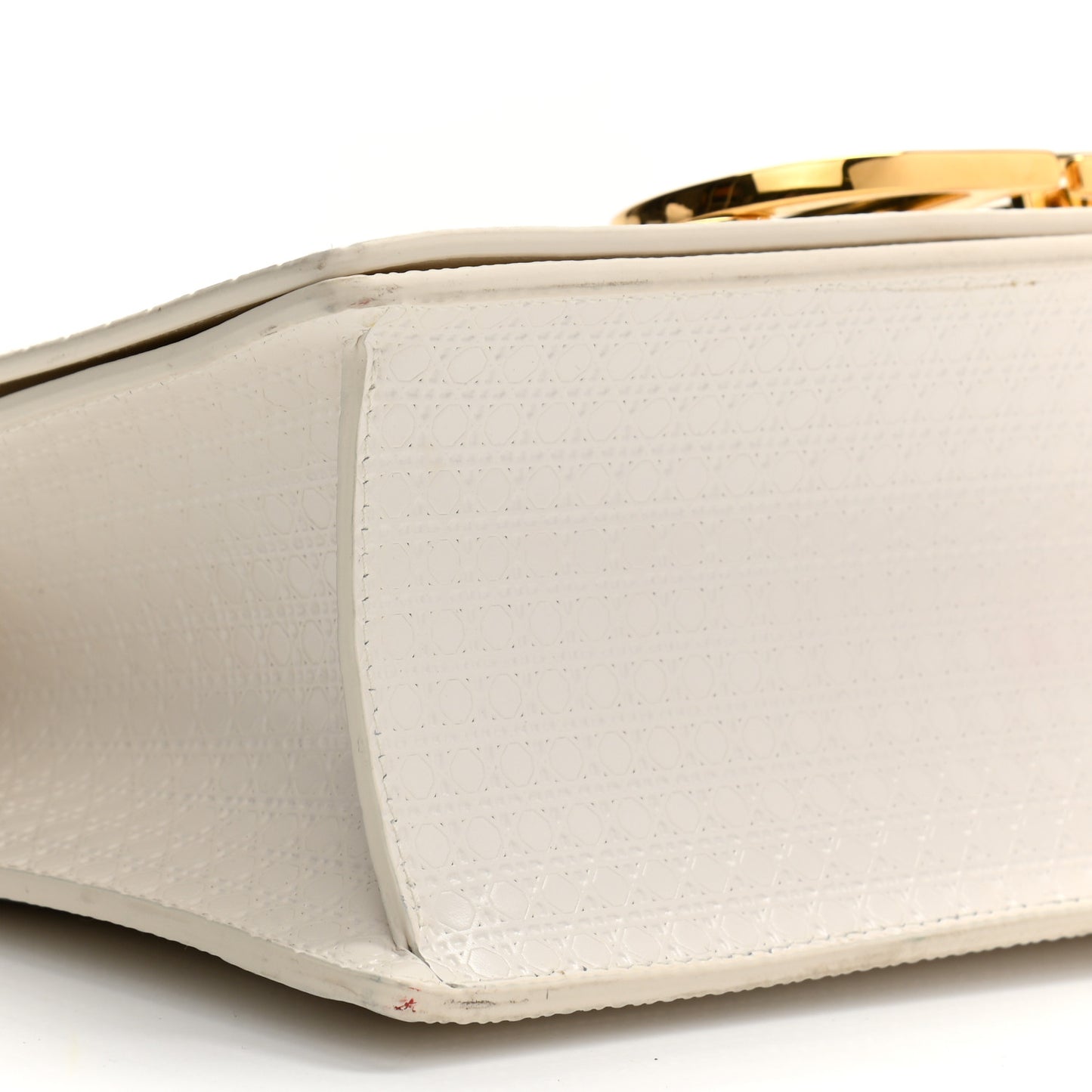 Patent Micro-Cannage 30 Montaigne Chain Flap Bag White